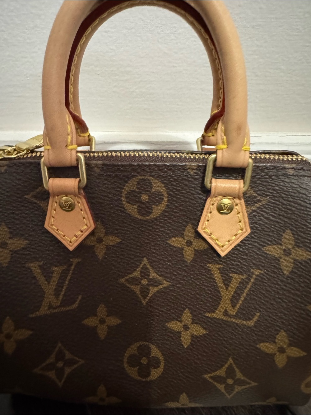 Auth LOUIS VUITTON LV Nano Speedy Monogram Bag *Original Version* Gold Hardware - Picture 4 of 12